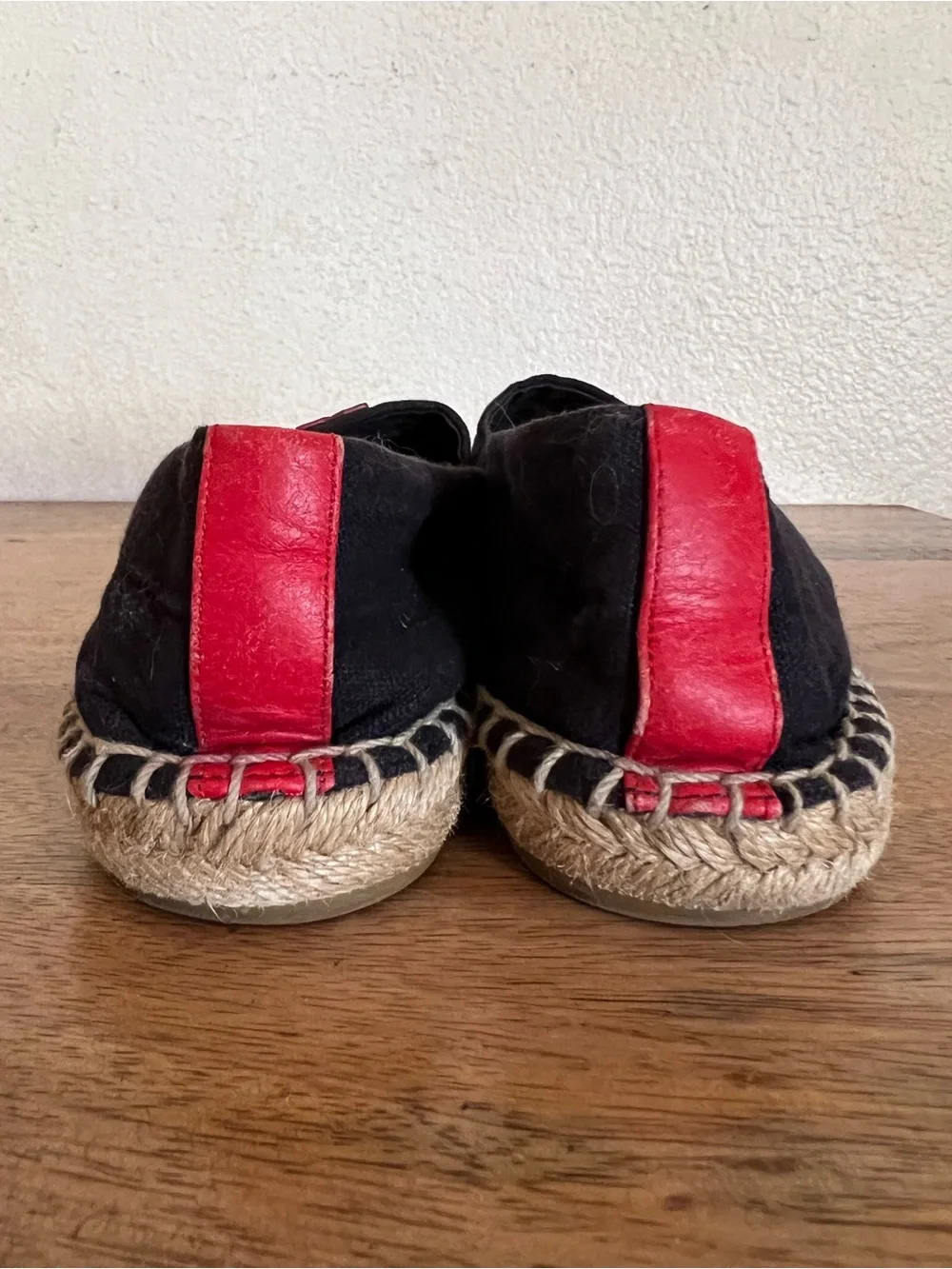 Tory Burch Weston Flat Espadrille Navy & Red Canvas Calf Logo Shoes, Size 10